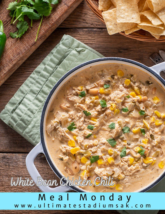 White Bean Chicken Chili + The Return of Our Ultimate Stadium Sak!