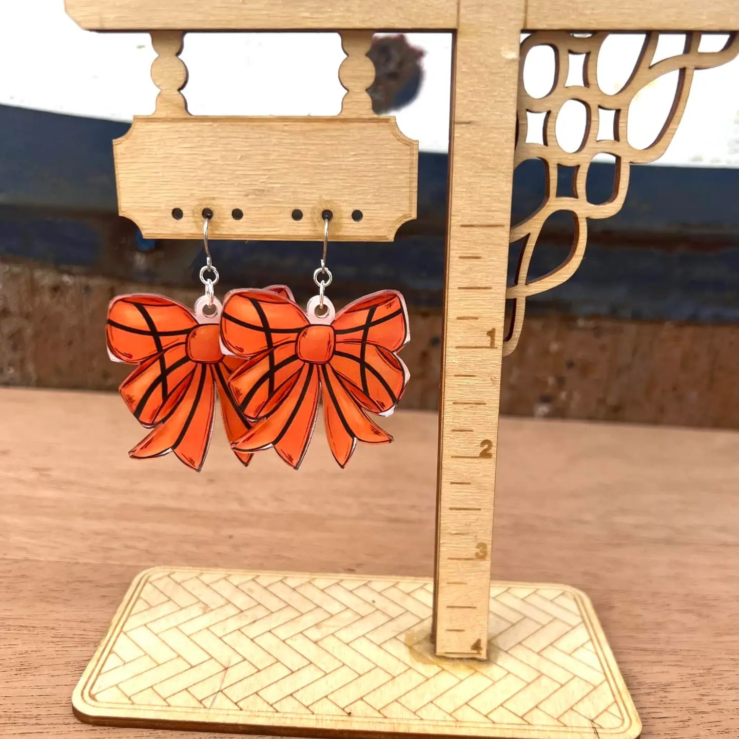 Bow Earrings - Basketball