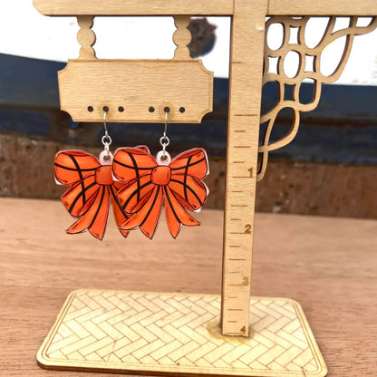 Bow Earrings - Basketball