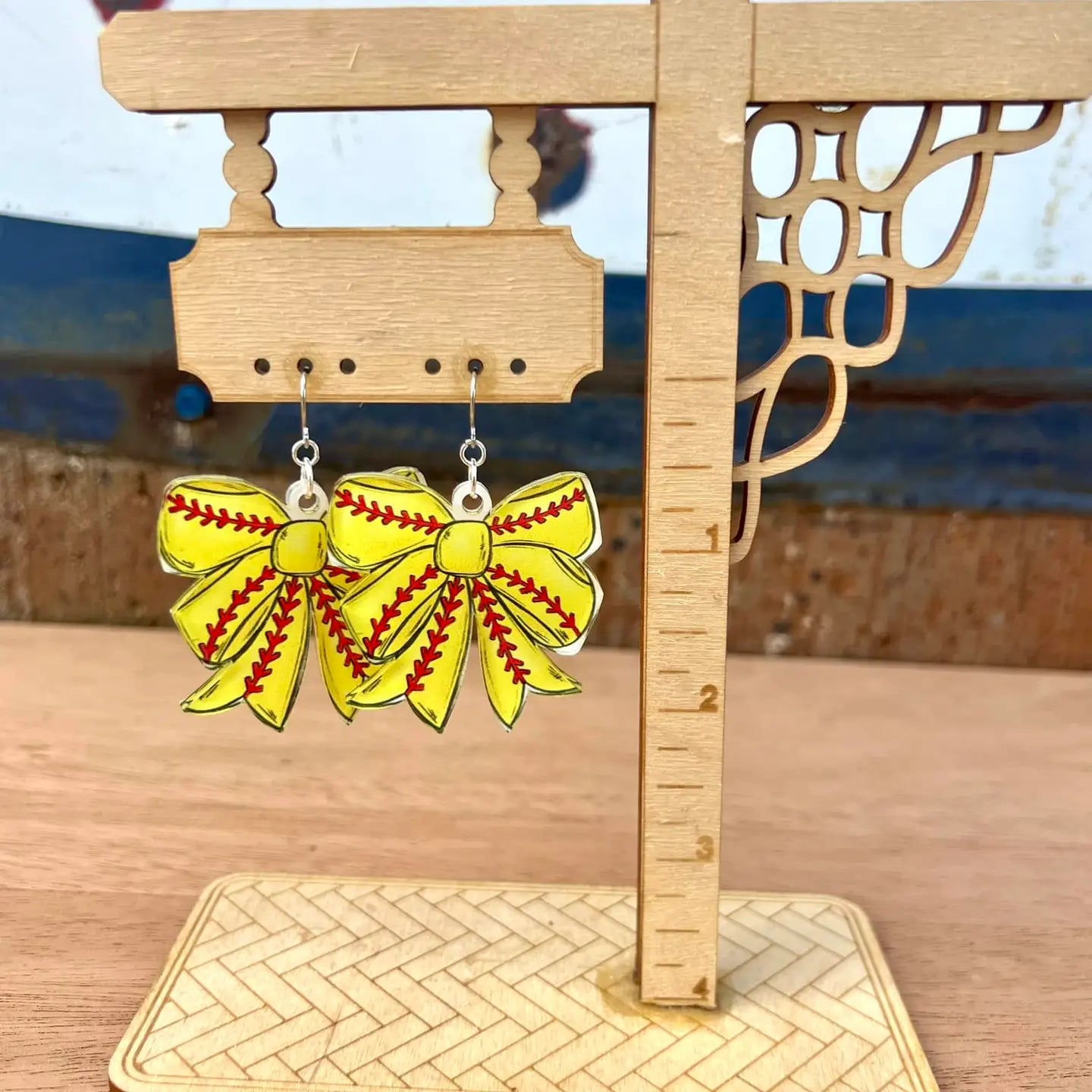 Bow Earrings - Softball