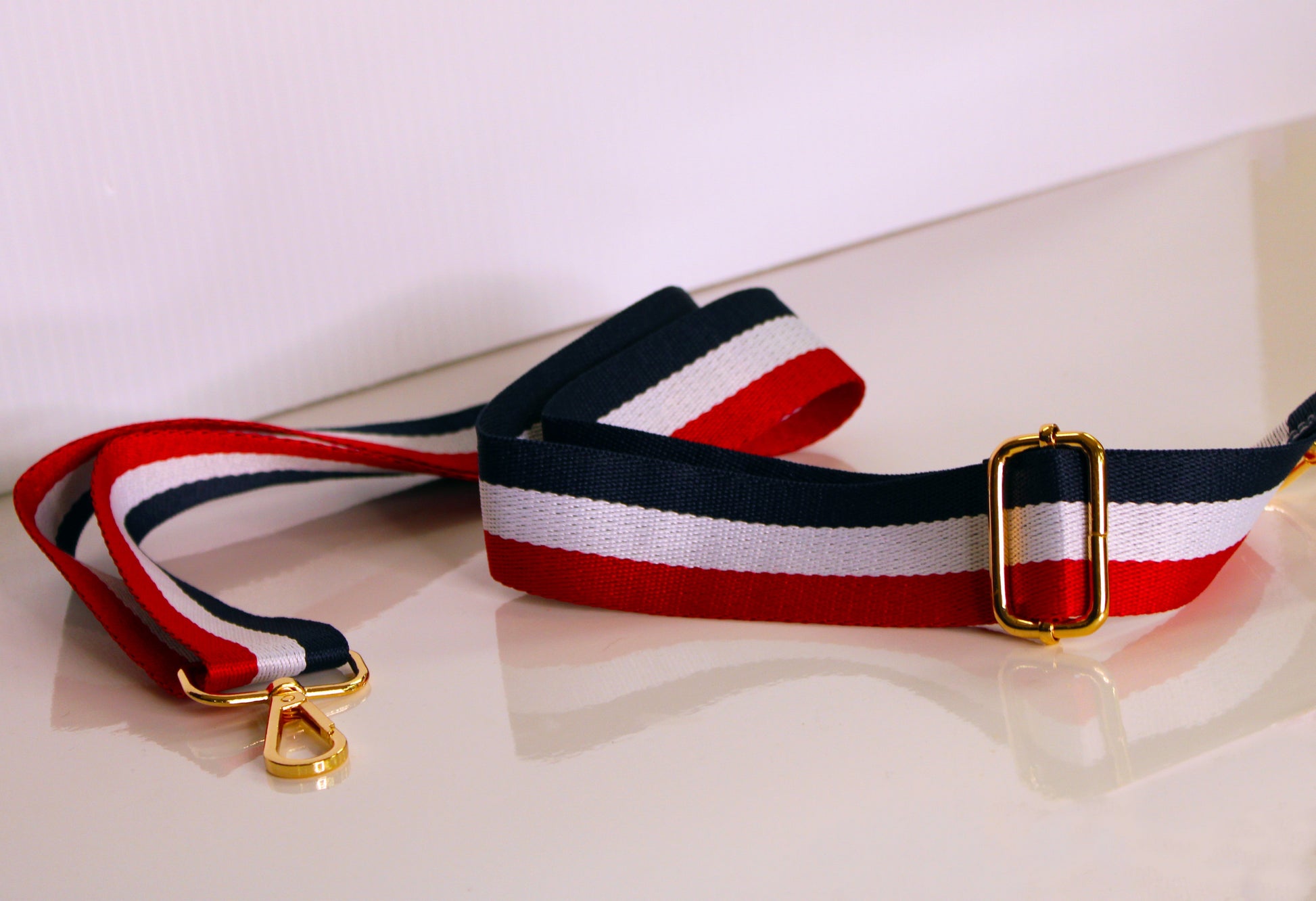 Bag Strap - Navy/ Red Stripe